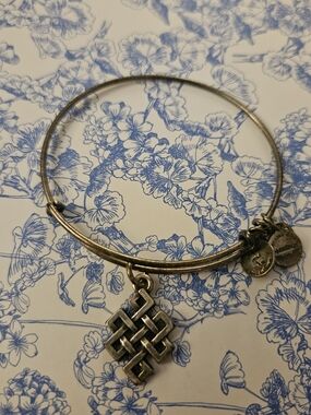 Alex and Ani Endless Knot Bracelet Silver Tone Adjustable Bangle Symbolic Charm